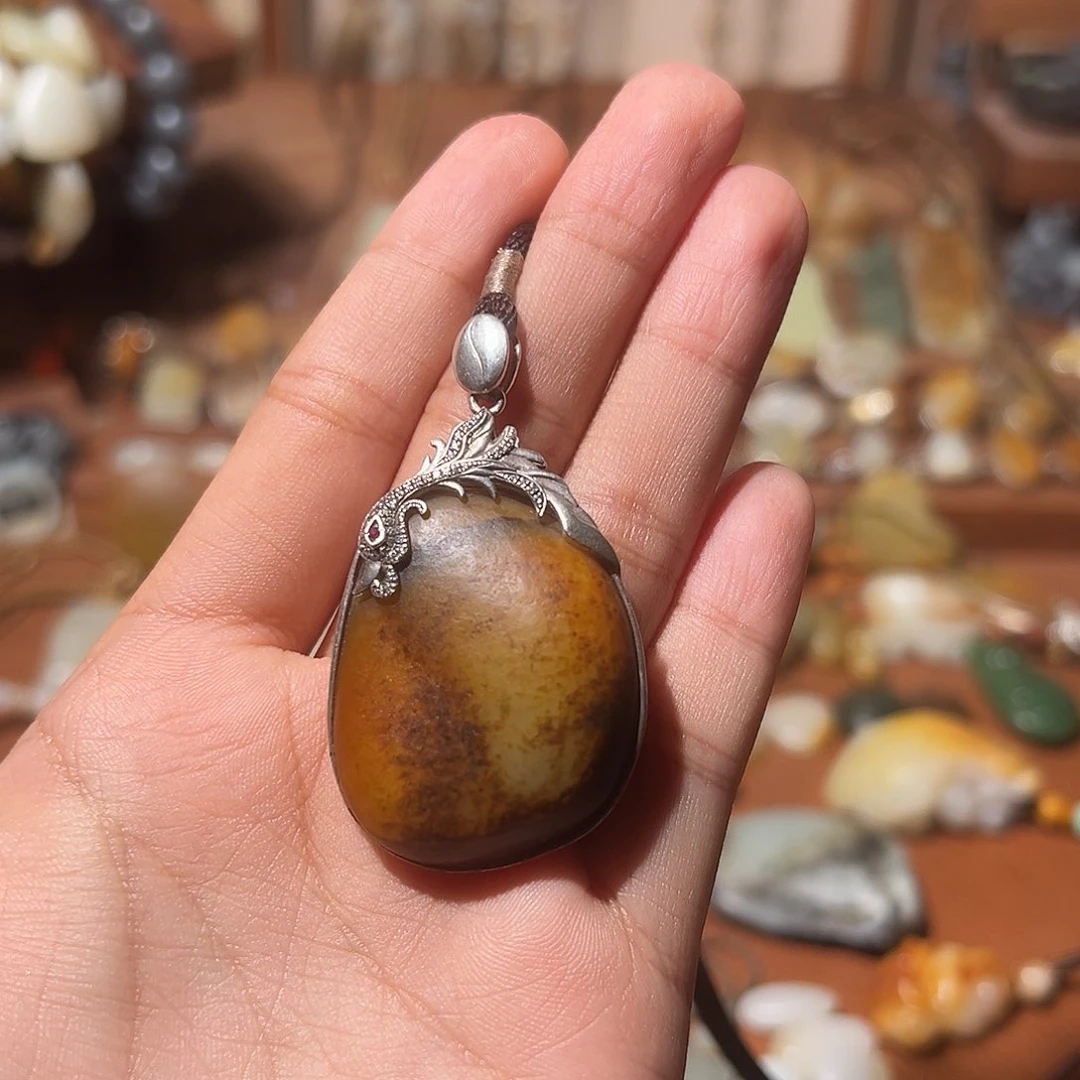 和田玉颈饰银S925镶嵌鸿*