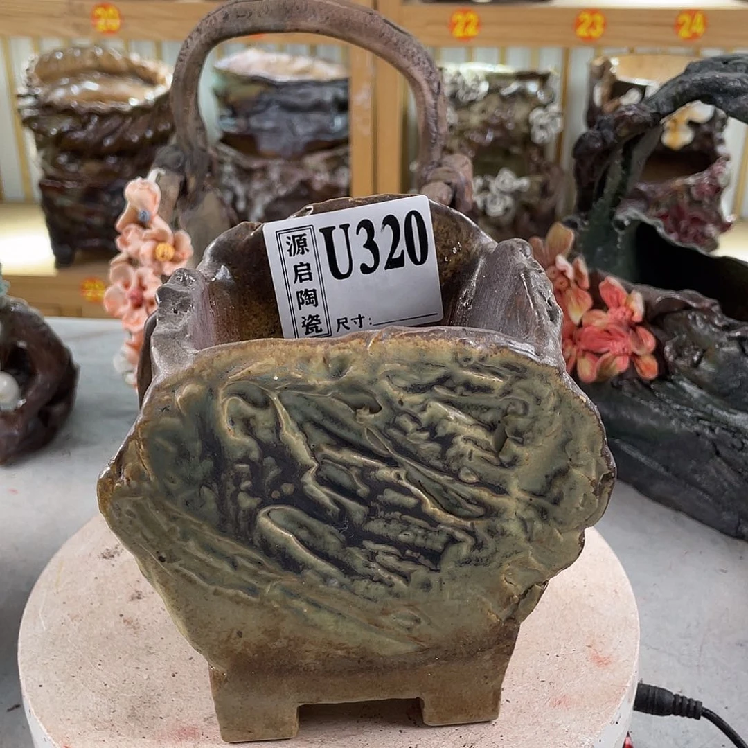 紫砂花盆景德镇陶瓷花盆320