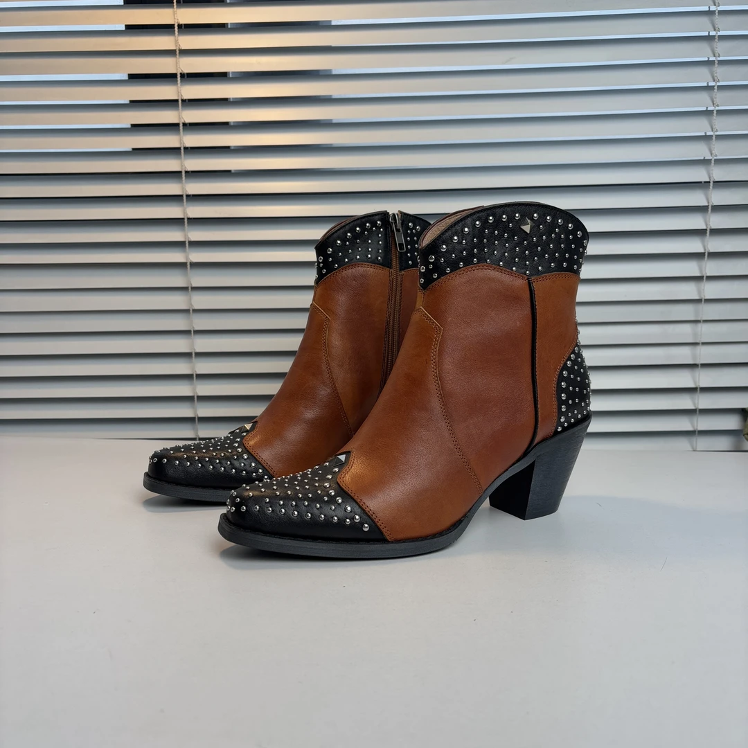 【仅剩36码】真皮跟高7cm短靴Y61俄国订单