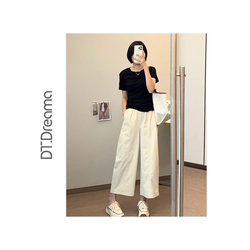 夏新款阔腿舒适轻薄宽松休闲百搭显瘦时尚长裤高腰直筒夏季流行