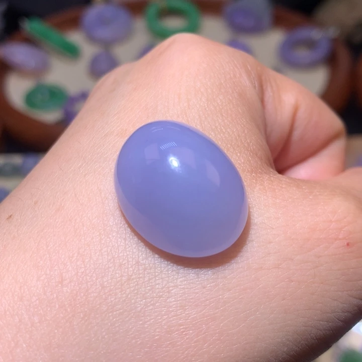 翡翠裸石冰胶紫蛋面