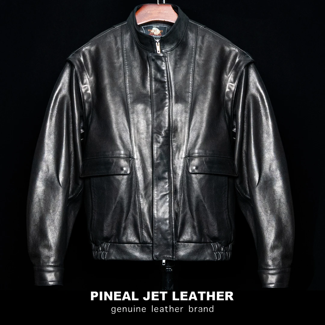 PJL四季复古港风oversize扩版羊皮两穿马甲情侣款540皮衣