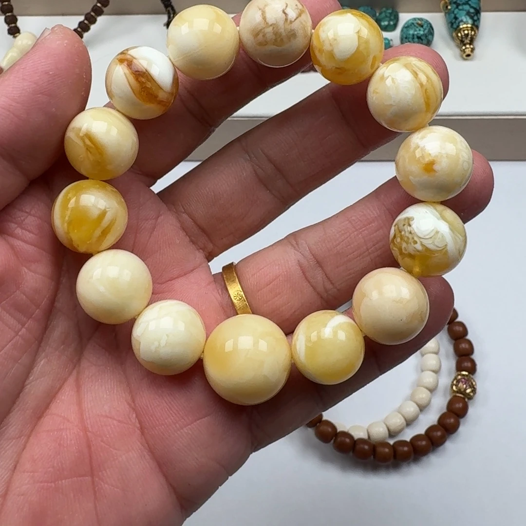 琥珀未镶嵌手链圆珠