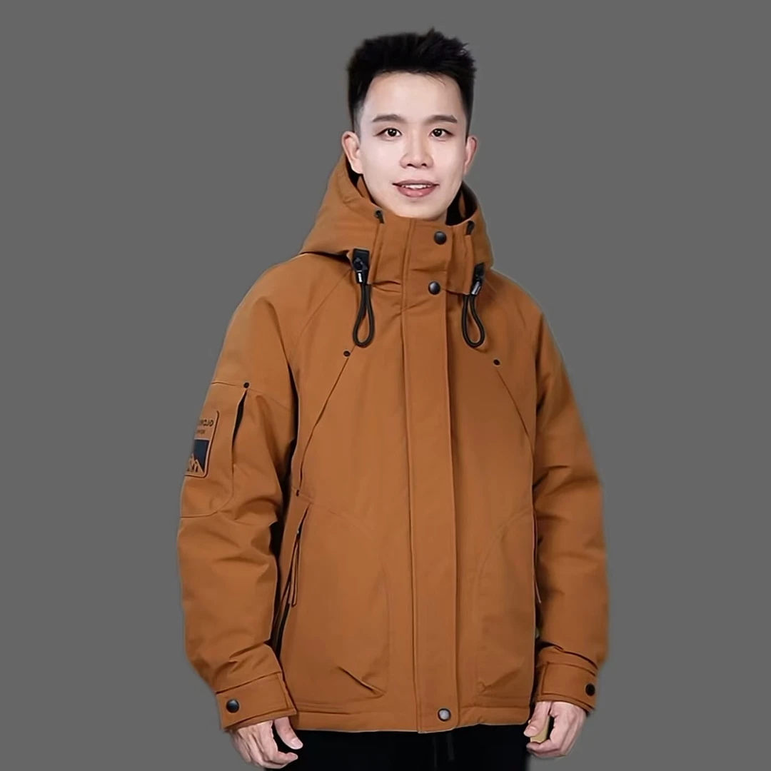 《饭老板》国标50羽绒服冬季加厚潮牌高级感休闲防寒服连帽工装