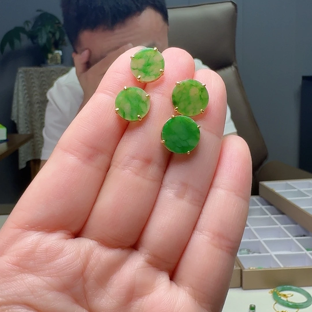 翡翠银S925镶嵌耳饰多样性发货其一