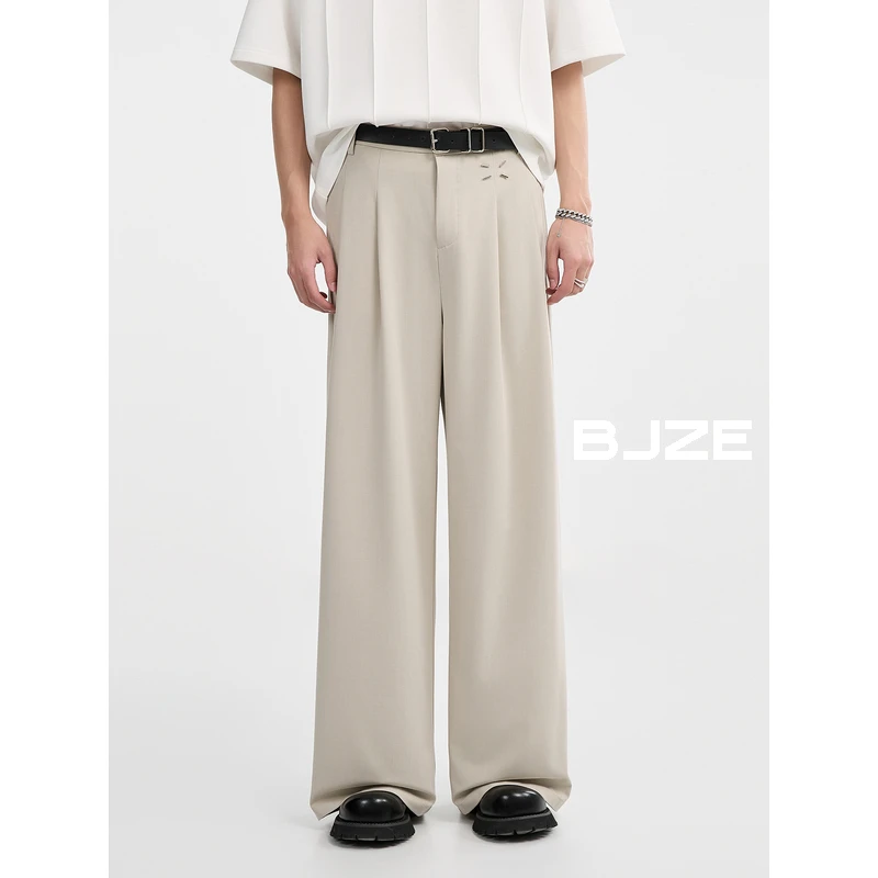 [高质醋酸定织面料]BJZE男装春夏休闲百搭垂感舒适直筒裤F521265