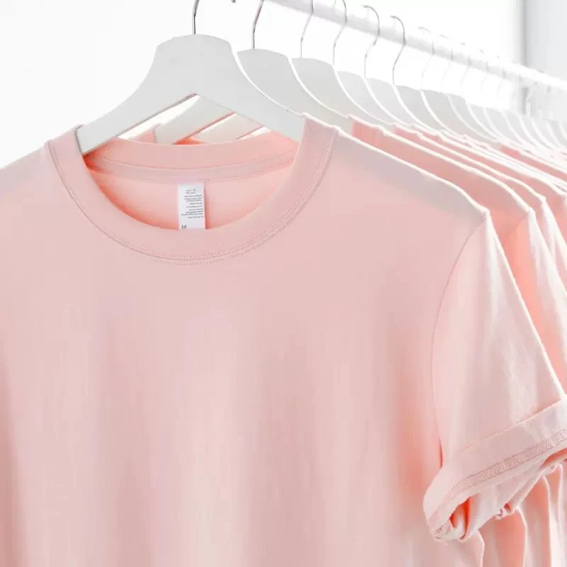 夏日bi备 减龄神器!200g重磅樱花粉短袖T恤女浅粉色T恤女体恤男夏