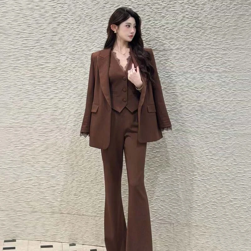 【三件套】【有里布】西装休闲风上衣廓形女秋冬季显瘦套装LJ0160