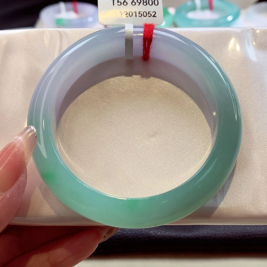 未镶嵌手镯翡翠56.8正圈 晴蓝半山水（24号）