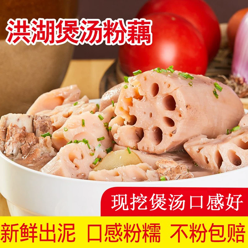 湖北洪湖新鲜现挖九孔粉藕煲汤粉糯香甜特产莲藕当季糯米藕