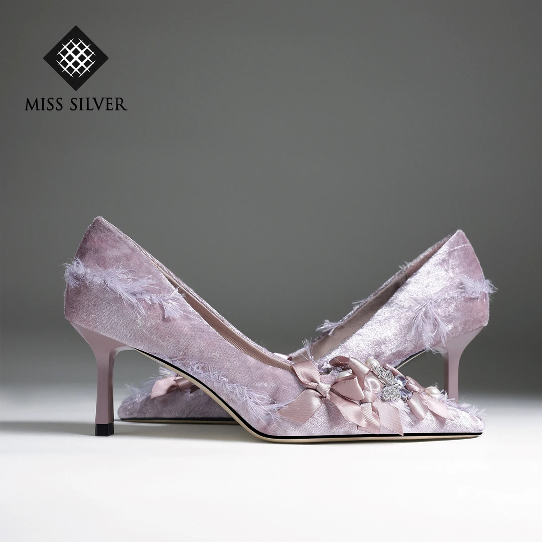 MISSSILVER气质高跟女鞋2025年春季新款尖头百搭细跟时尚单鞋
