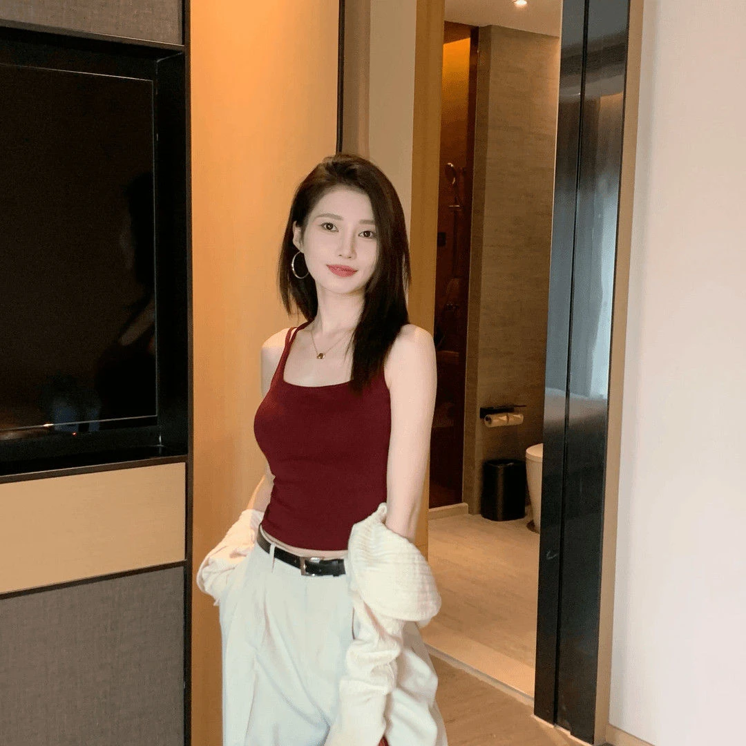 美背交叉吊带文胸一体背心女2025新款外穿带胸垫内搭显瘦小上衣夏