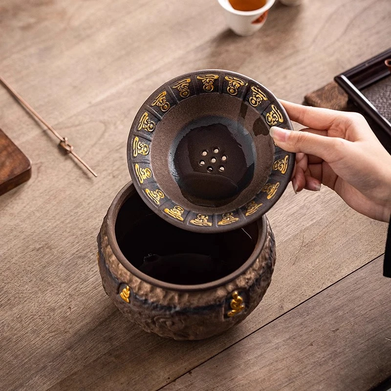 岩二老岩泥敦煌建水茶洗手作茶孟水孟笔洗茶渣缸大号高档茶具配件