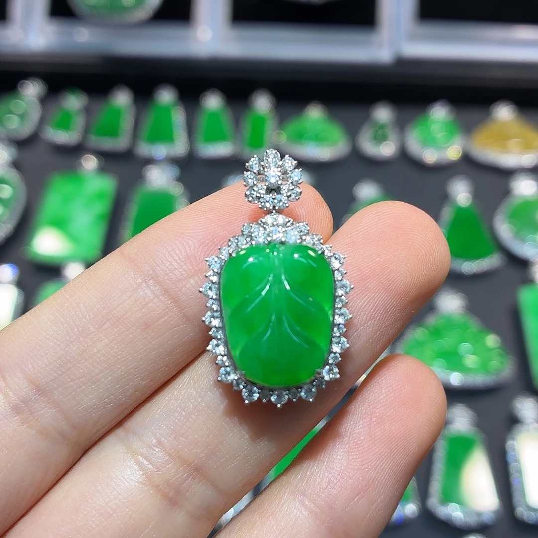 翡翠18K金镶嵌吊坠(不含链)翡翠