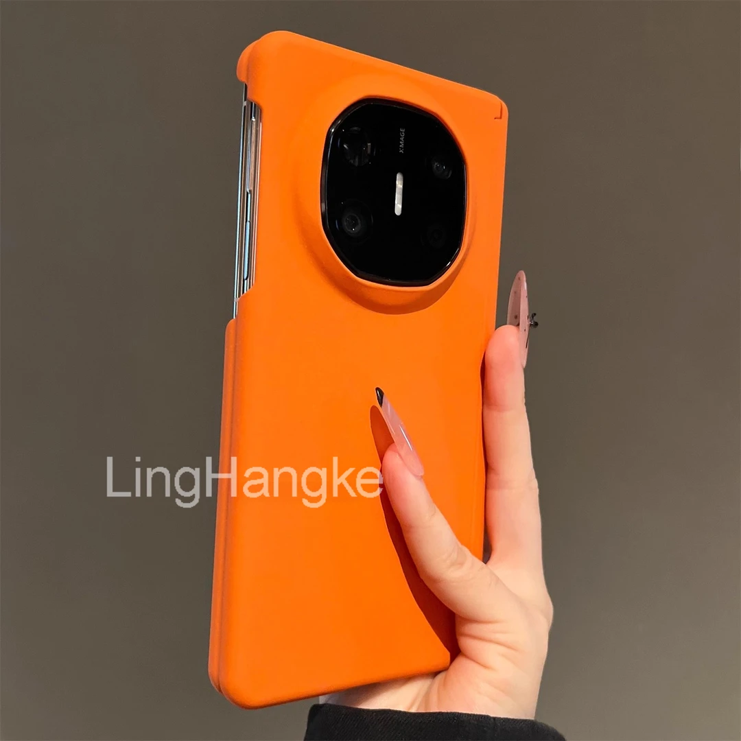 岩砂珊瑚橙适用华为MateX6典藏版手机壳新款MateX5磁吸双中轴高档