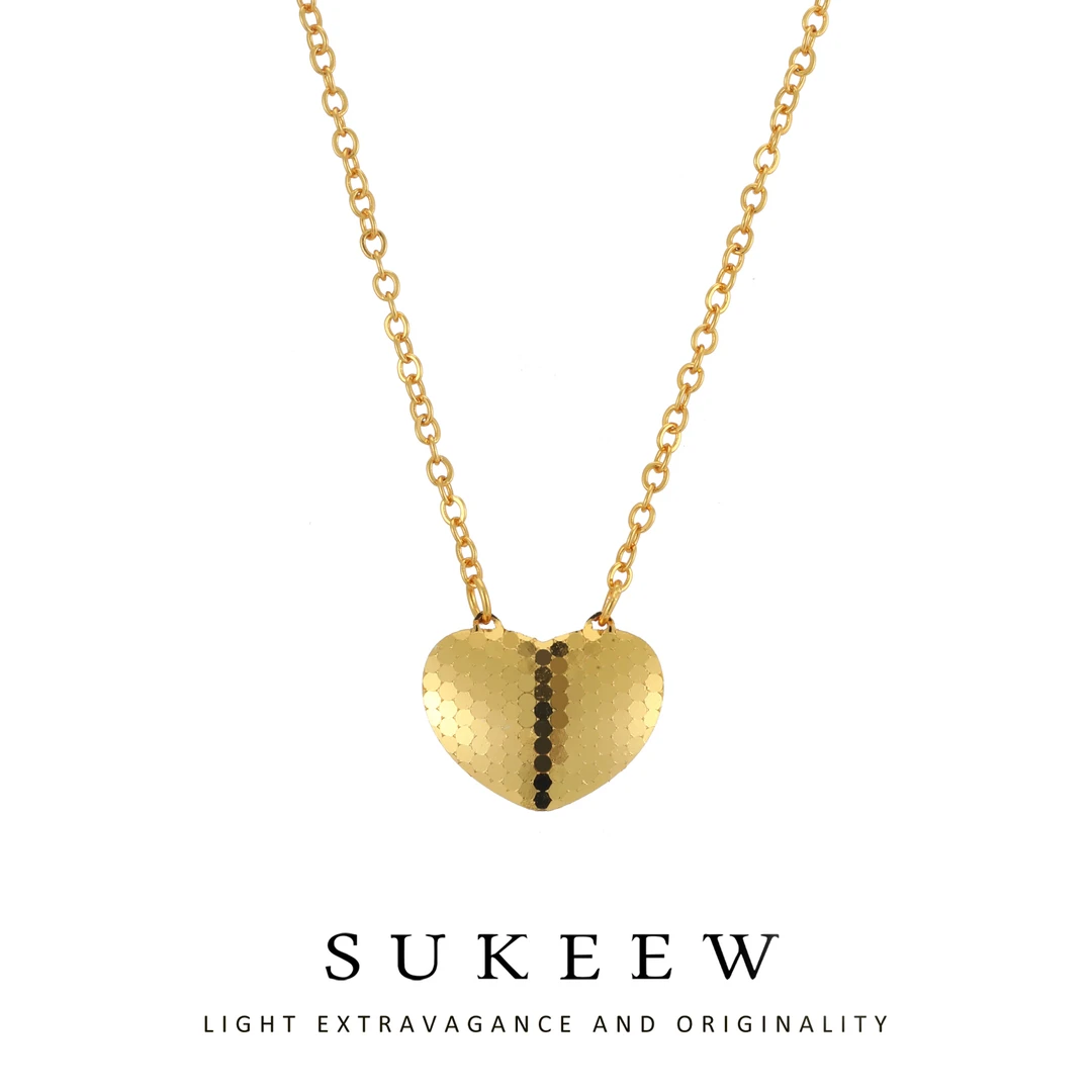 SUKEEW/酥可 铜合金项链 轻奢龙鳞精致爱心百搭项链768203