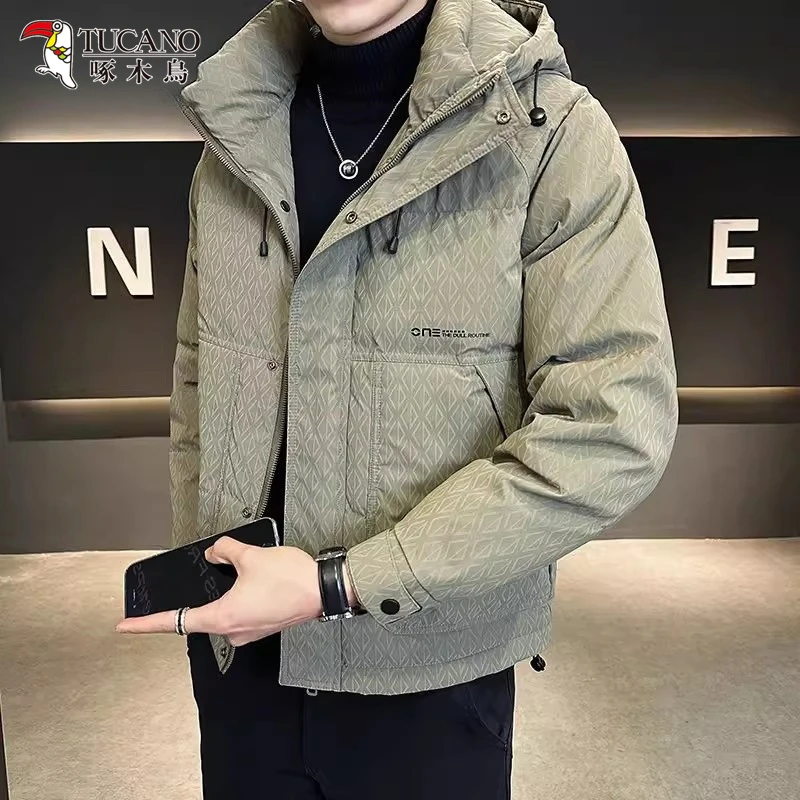 啄木鸟新款休闲连帽棉服男士2025年冬季潮牌加厚保暖长袖棉衣外套