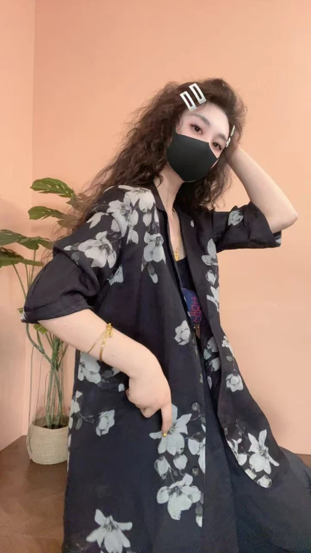 museguhui/木色古汇5180#气质显瘦印花百搭休闲时尚西装