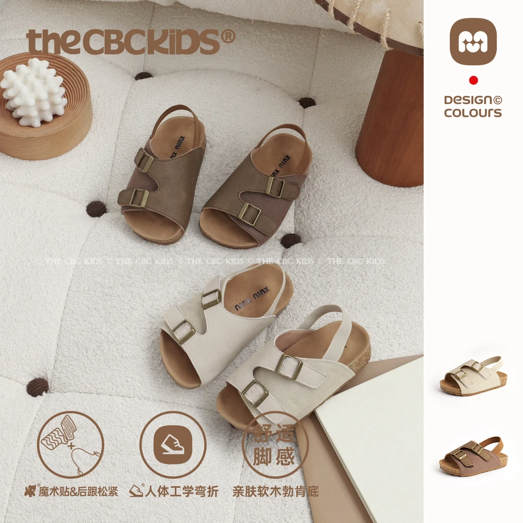 新款软底时尚百搭休闲潮流巴恩风儿童博肯凉拖夏季中古童鞋255026