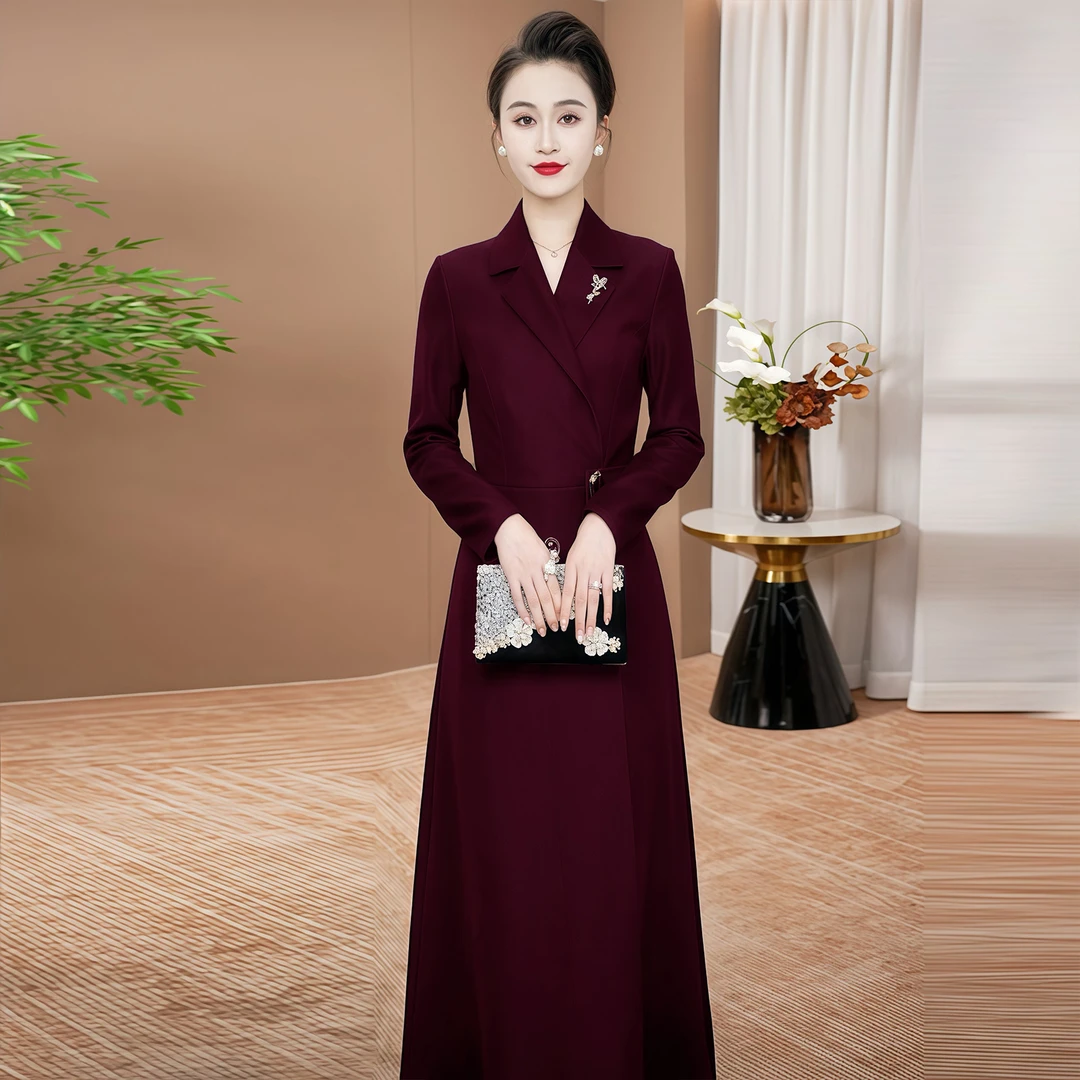 婚宴礼服裙2025年秋季新款高级感穿搭显瘦气质修身长袖连衣裙0207