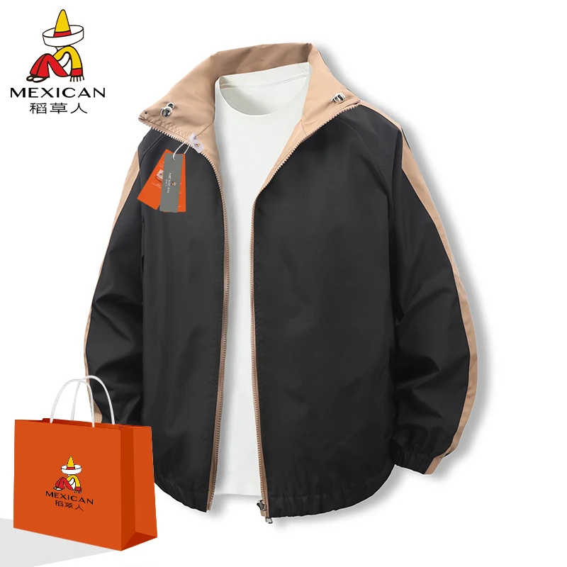 Mexican/稻草人外套男春秋季新款时尚潮流情侣款双面穿夹克外套女