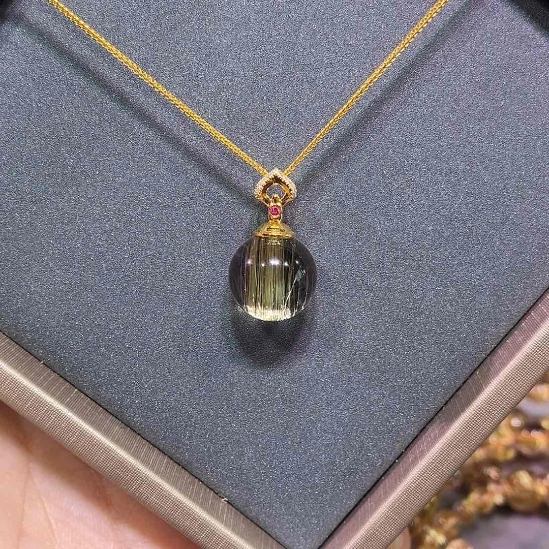 吊坠(赠链)18K金镶嵌水晶金发晶