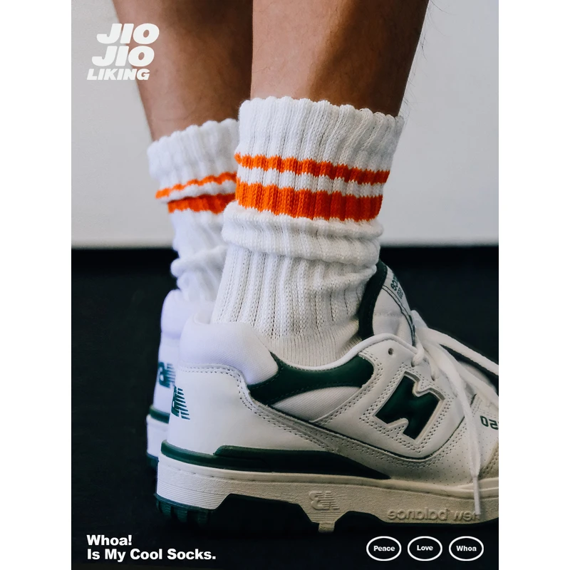 JIOJIOLIKING乔乔莱肯 美式条纹袜子毛巾底堆堆袜cityboy长筒袜