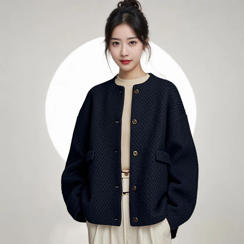 2025年春装新款今年流行高级感气质新中式国风禅意慵懒黑色外套女