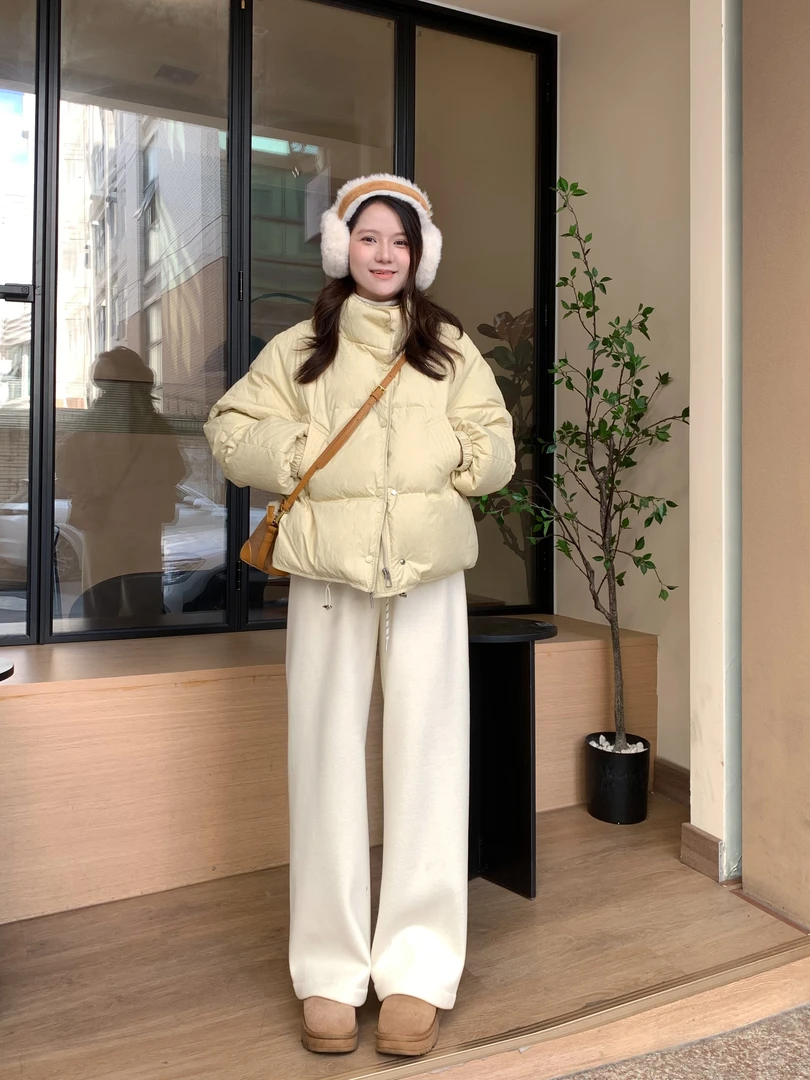 小个子秋冬新国标90白鸭绒轻薄通勤百搭显瘦显白立领插肩袖羽绒服