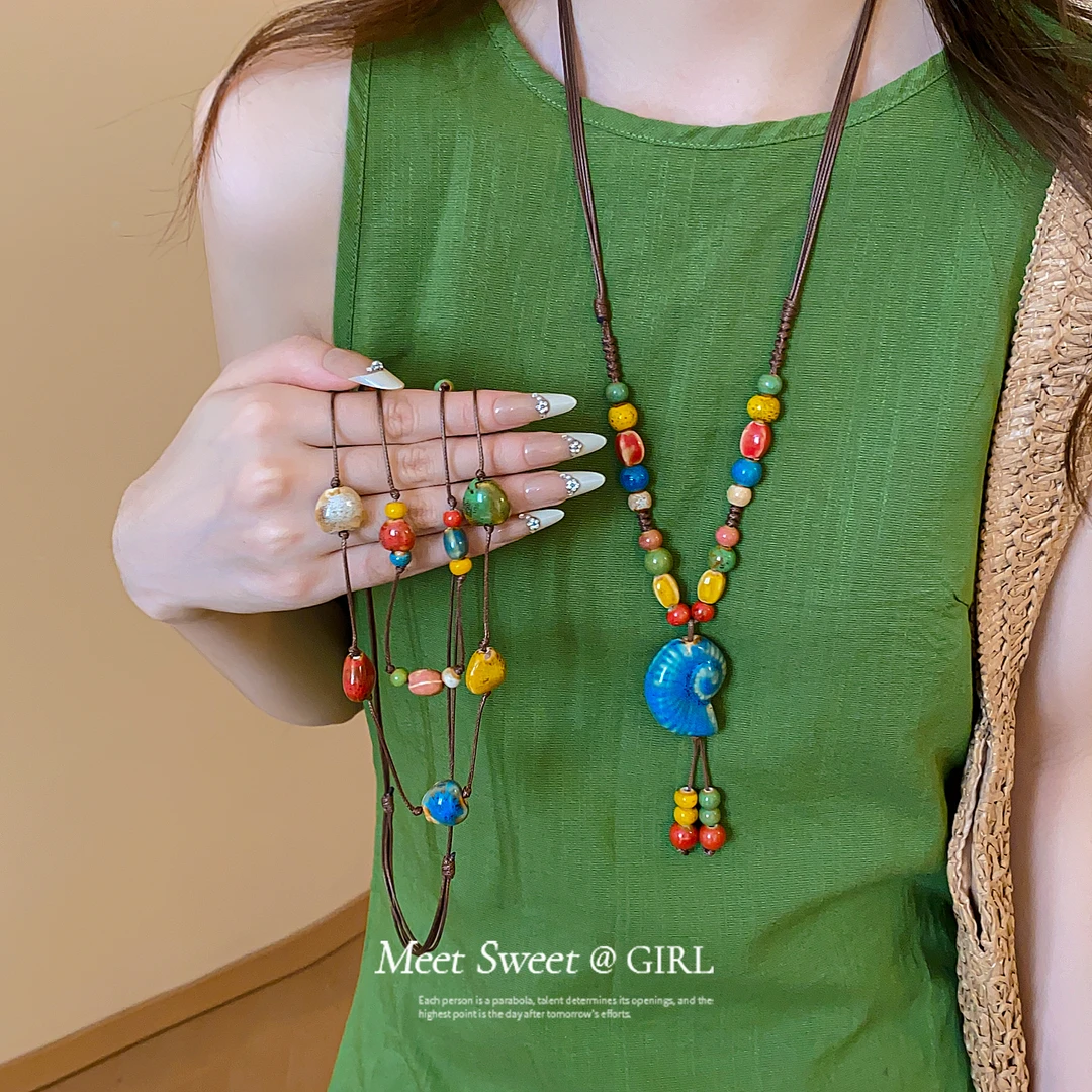 非金属陶瓷项链 珠宝女复古民族风10cm以下图片款手工时尚