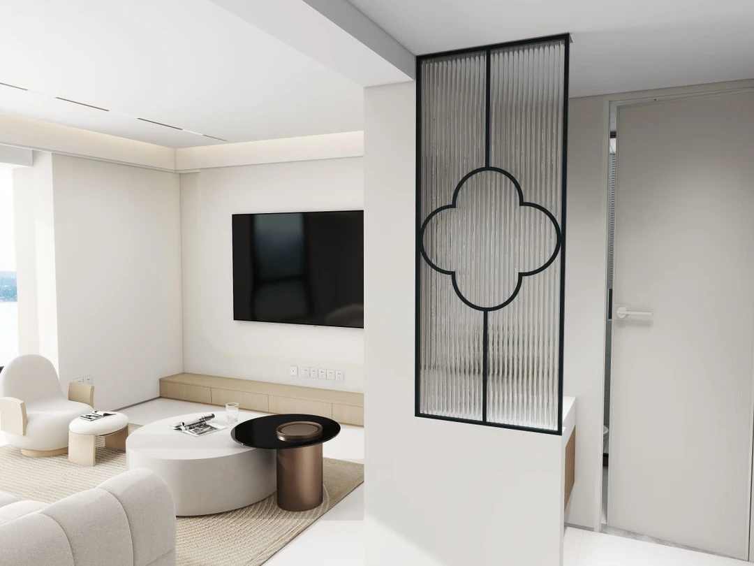 现代简约卫浴半墙隔断奶白卫生间玻璃置物架洗漱台客厅屏风不锈钢