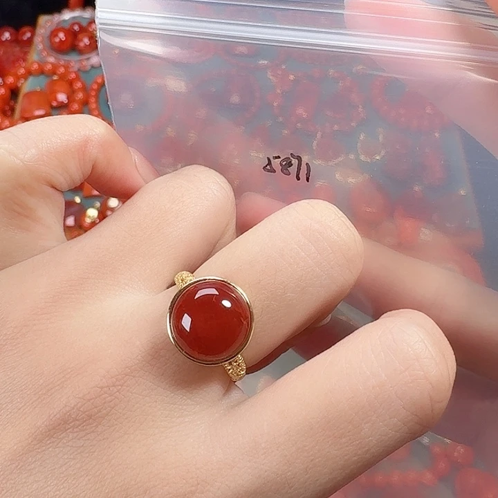 南红玛瑙银S925镶嵌戒指