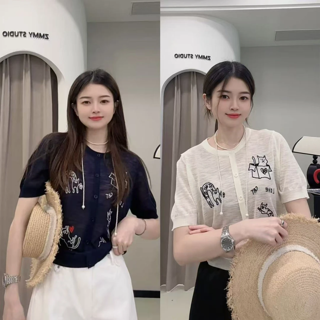 【ZMMY严选私服】夏季新款薄款减龄卡通动漫刺绣针织衫K5062702
