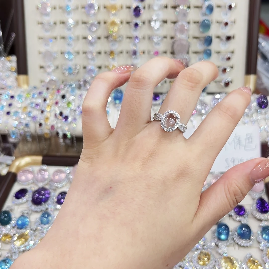 银S925镶嵌戒指烟晶