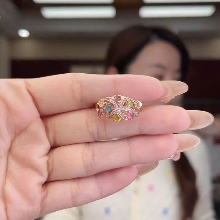 01500403碧玺/银S925镶嵌碧玺戒指多样性发货3