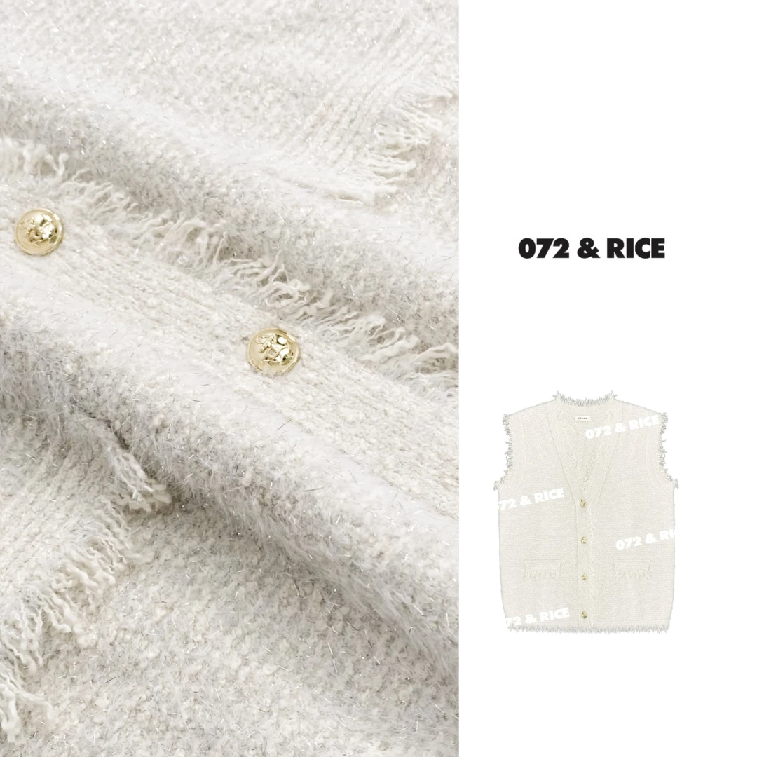 072 & RICE【暮雪】春季休闲V领无袖小香马甲 A6521 FF11