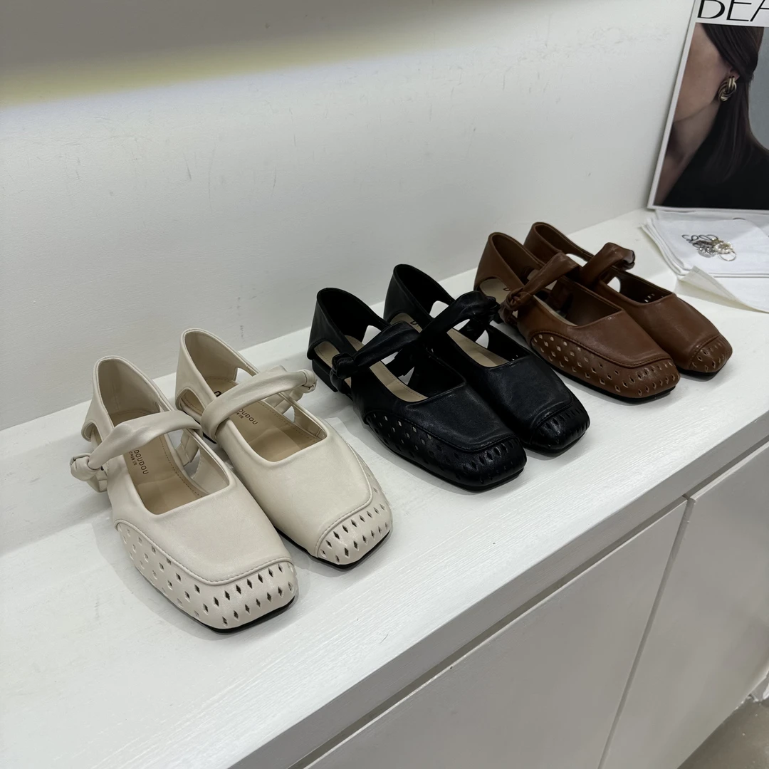 爆款夏季透气编织小单鞋镂空玛丽珍鞋拼接软底豆豆鞋一字带百搭鞋