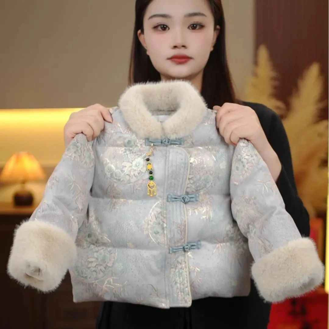 巴拉【商场同款】棉衣新款洋气加厚国风保暖女宝宝冬季外套新中式时