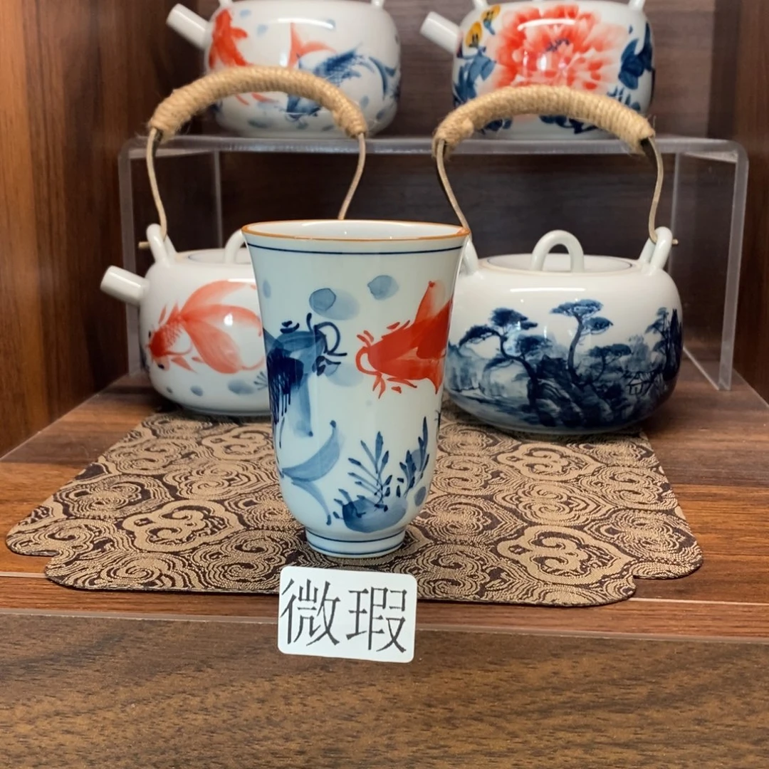 釉下彩老陶泥手工绘制