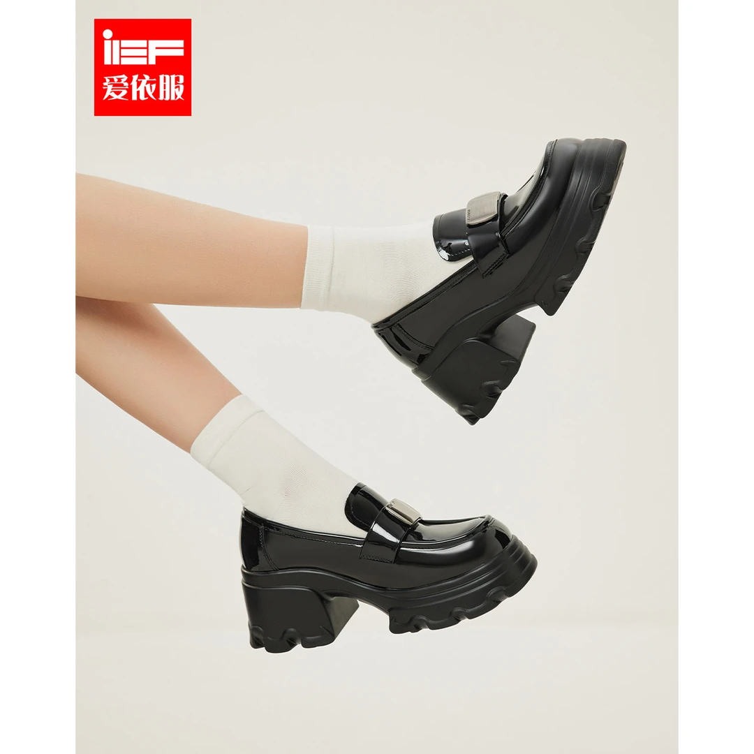IEF/爱依服时尚单鞋2025秋季新款日系学院风百搭圆头厚底乐福鞋