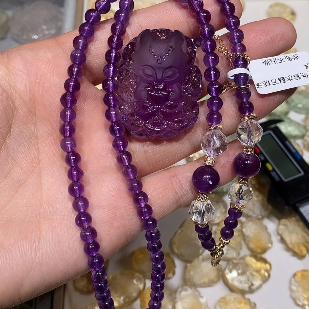 ****⁴吊坠(赠链)合金水晶天然紫水晶吊坠套装
