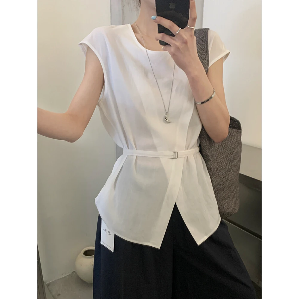 小众设计感系带收腰衬衫2025夏季新款时尚简约百搭小众别致上衣潮