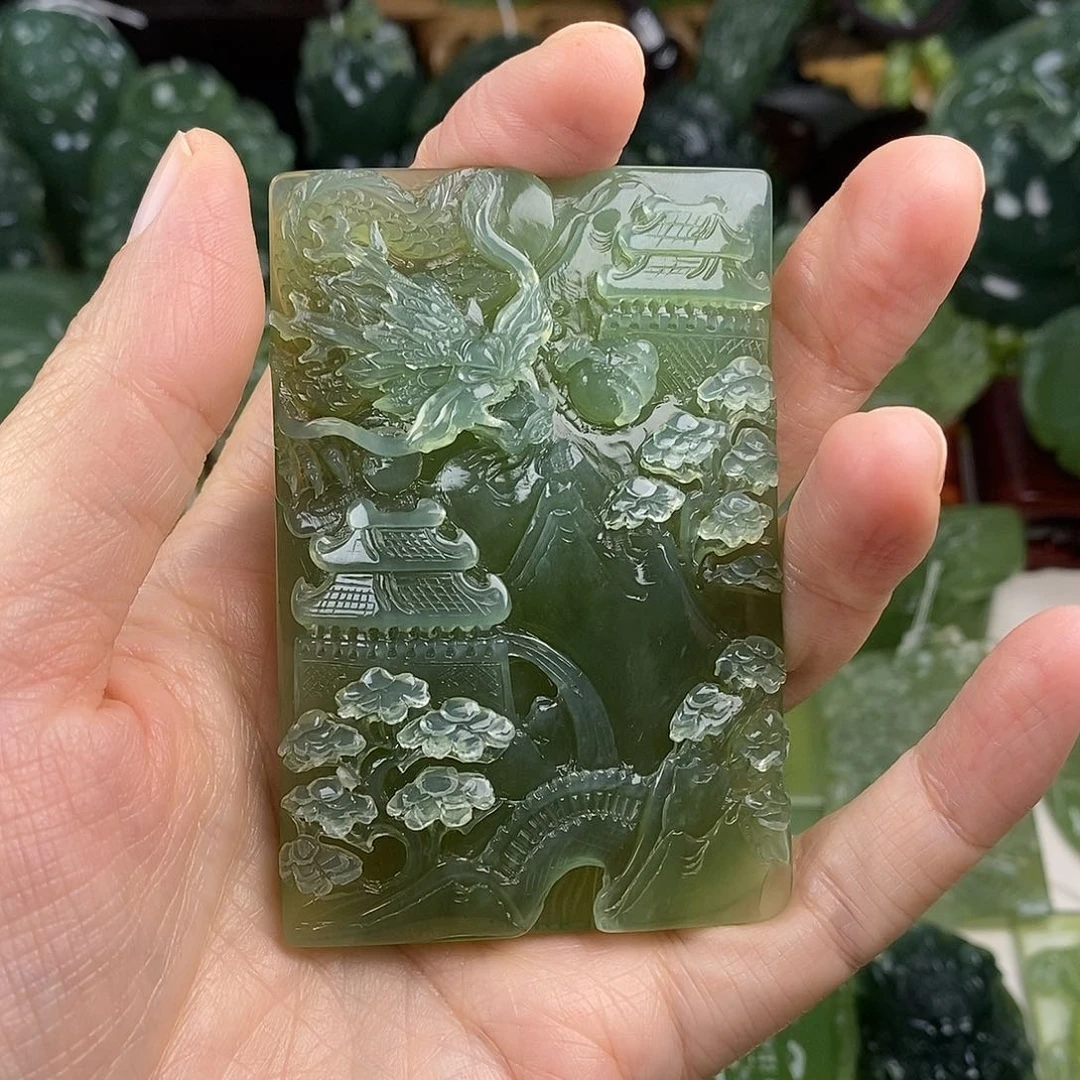 稻***人蛇纹石玉未镶嵌吊坠(不含链)