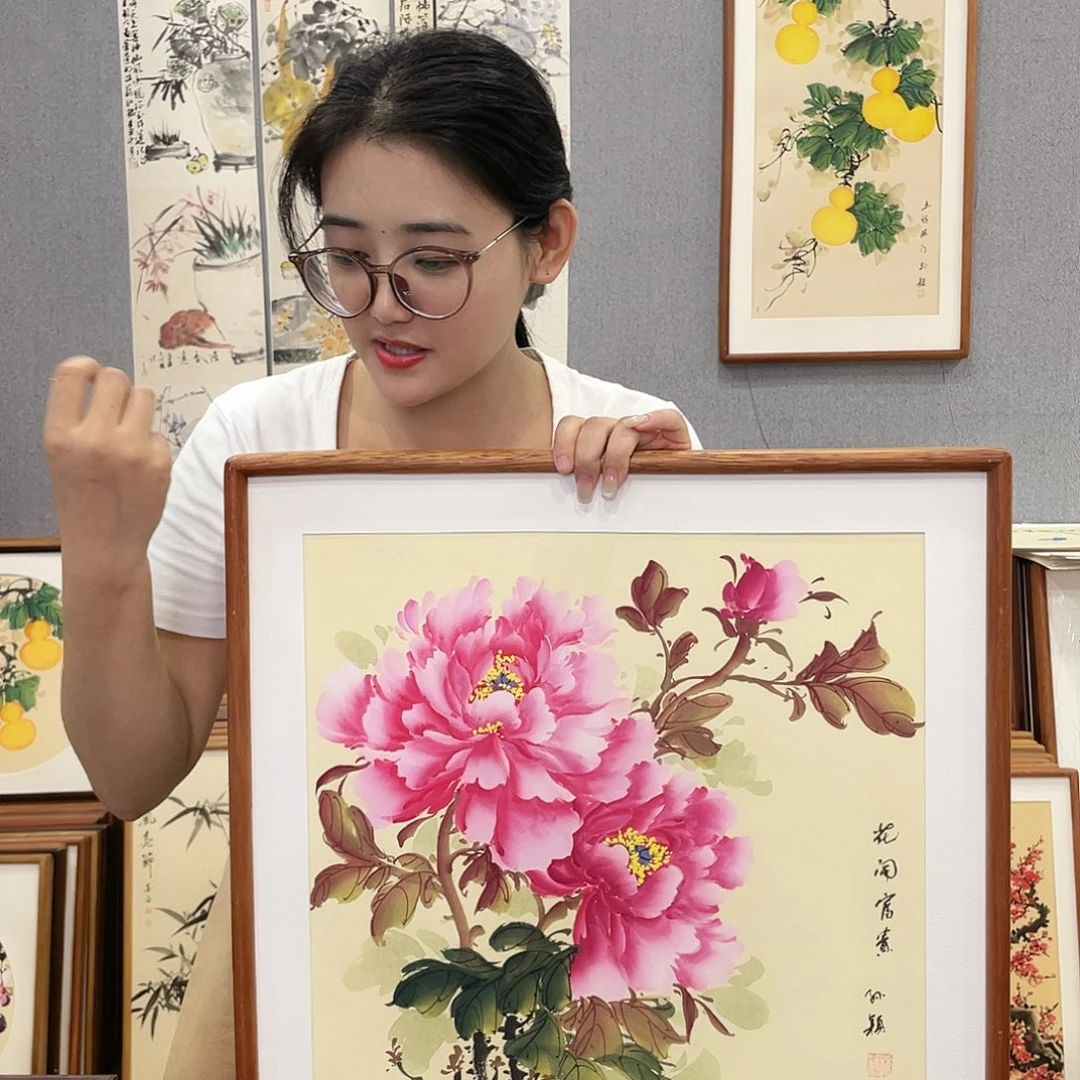 书法手绘带框尺寸：53*53