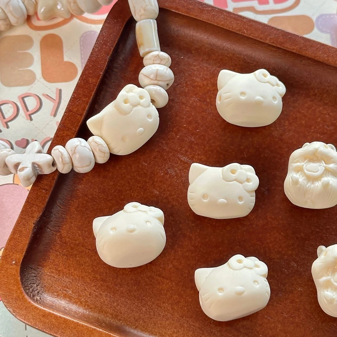 象牙果雕刻配珠KT猫DIY菩提果手串超萌可爱配饰手持配件男女