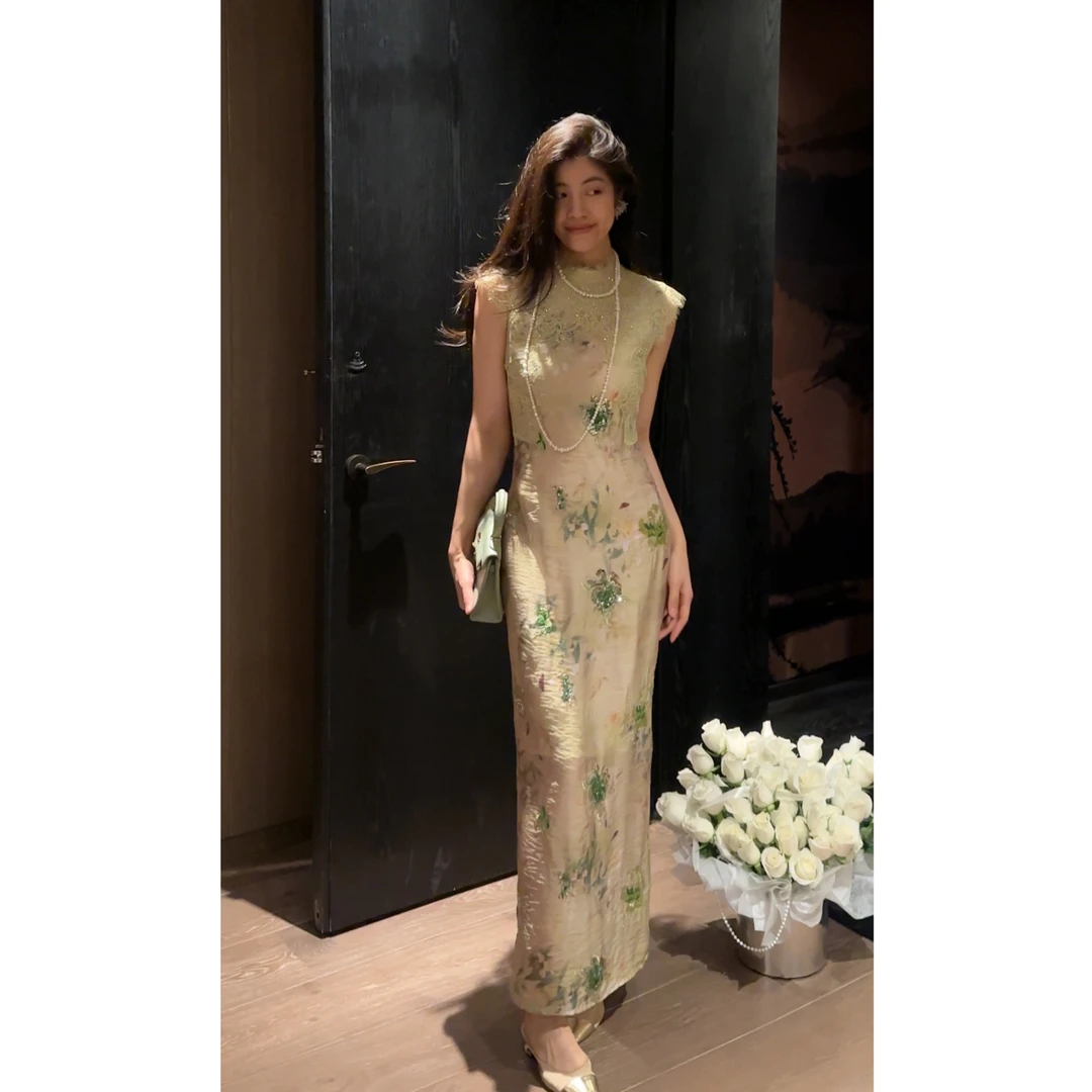 【N·COU】25春新款【东宫】中式改良蕾丝绣花旗袍连衣裙DY22399-