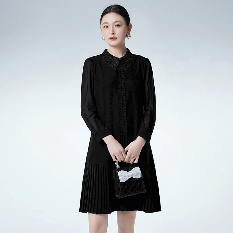 C452气质通勤长袖中裙连衣裙女51NY0A0452