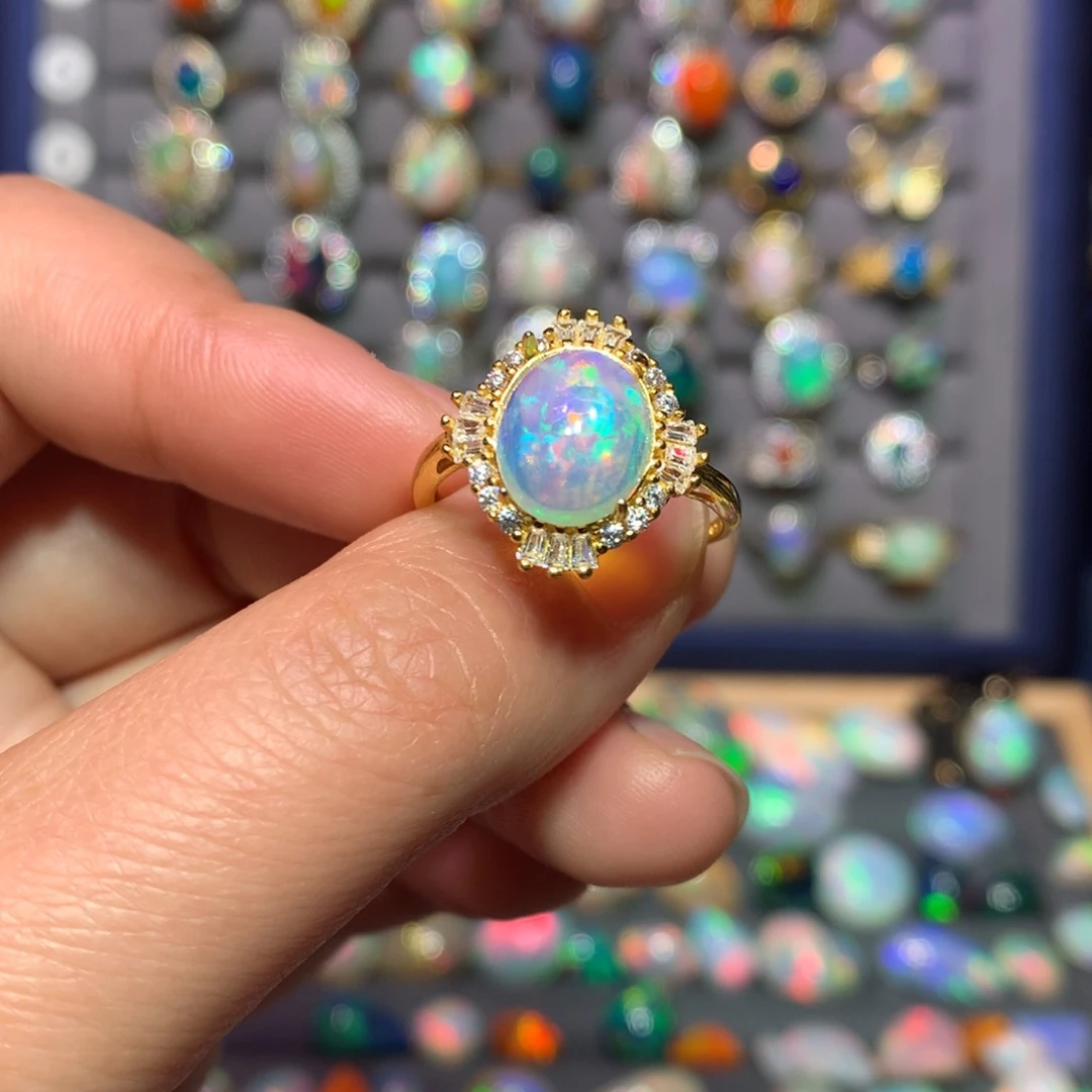 欧泊戒指款式银S925镶嵌