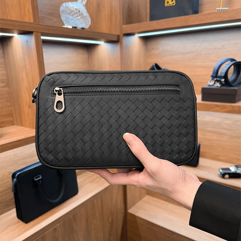 BV头层胎牛皮纯手工编织斜挎包单肩包百搭高级感时尚潮流手拿包