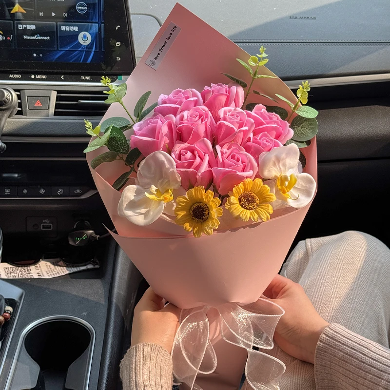 【广志送美伢同款花束】创意玫瑰仿真香皂花送女友老婆生日礼物成品